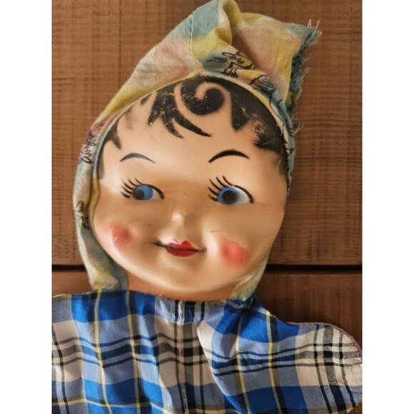 Vintage Carnival Doll Plastic Face Cloth Body Doll (Stuffing Has Been Removed) - Picture 2 of 4